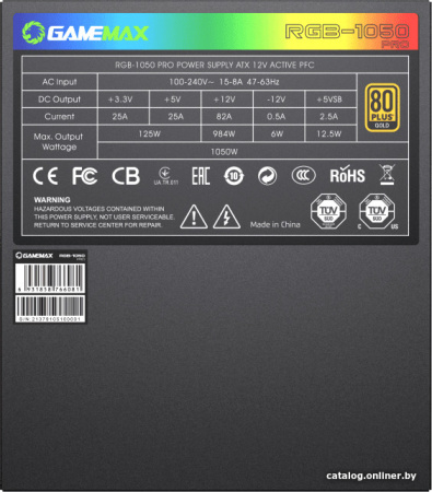Блок питания GameMax RGB-1050 Pro